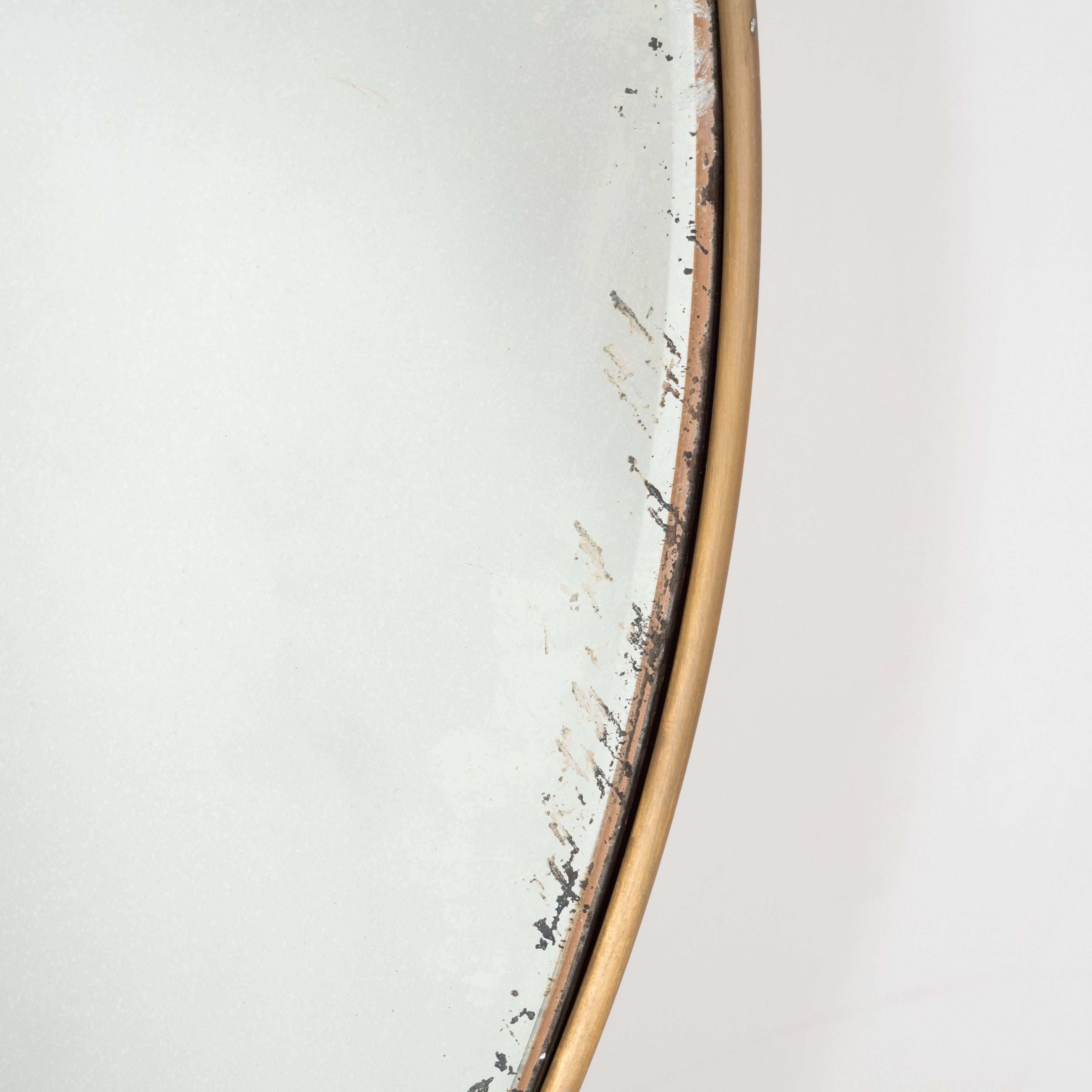 Italian Modernist Brass Framed Round Mirror For Sale 3