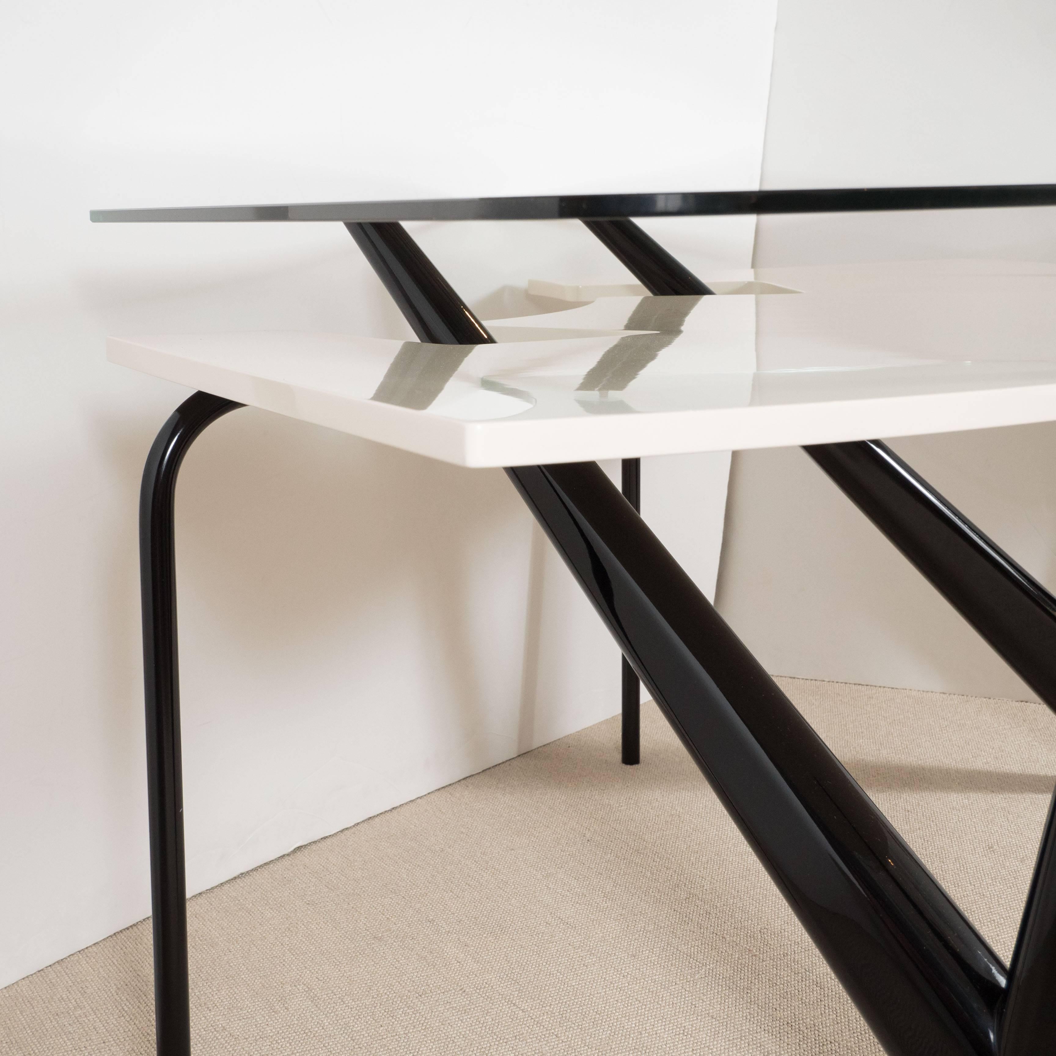 Glass Osvaldo Borsani Style Desk For Sale