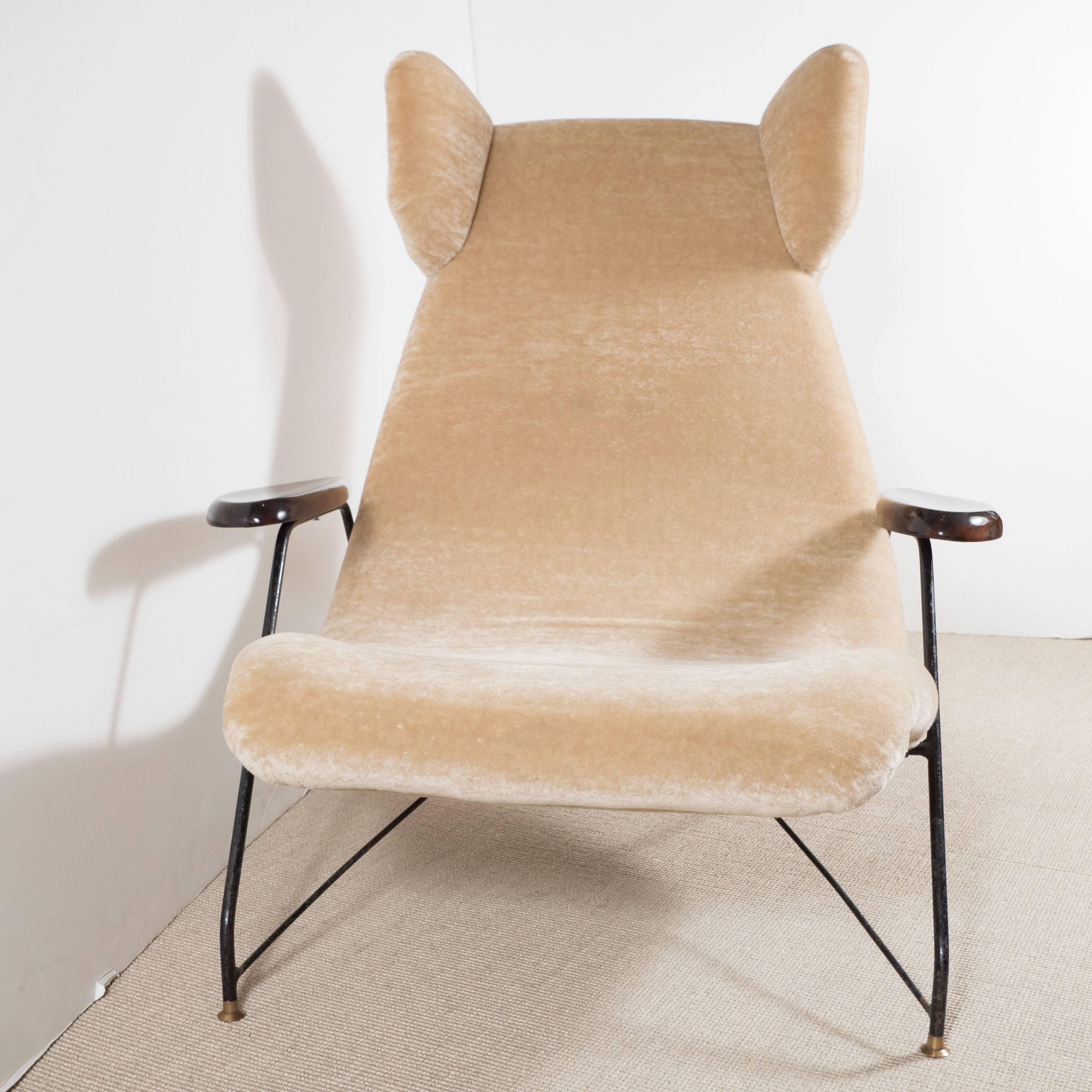 Martin Eisler & Carlo Hauner chair with metal base and palisander armrests, Forma, Brazil.
