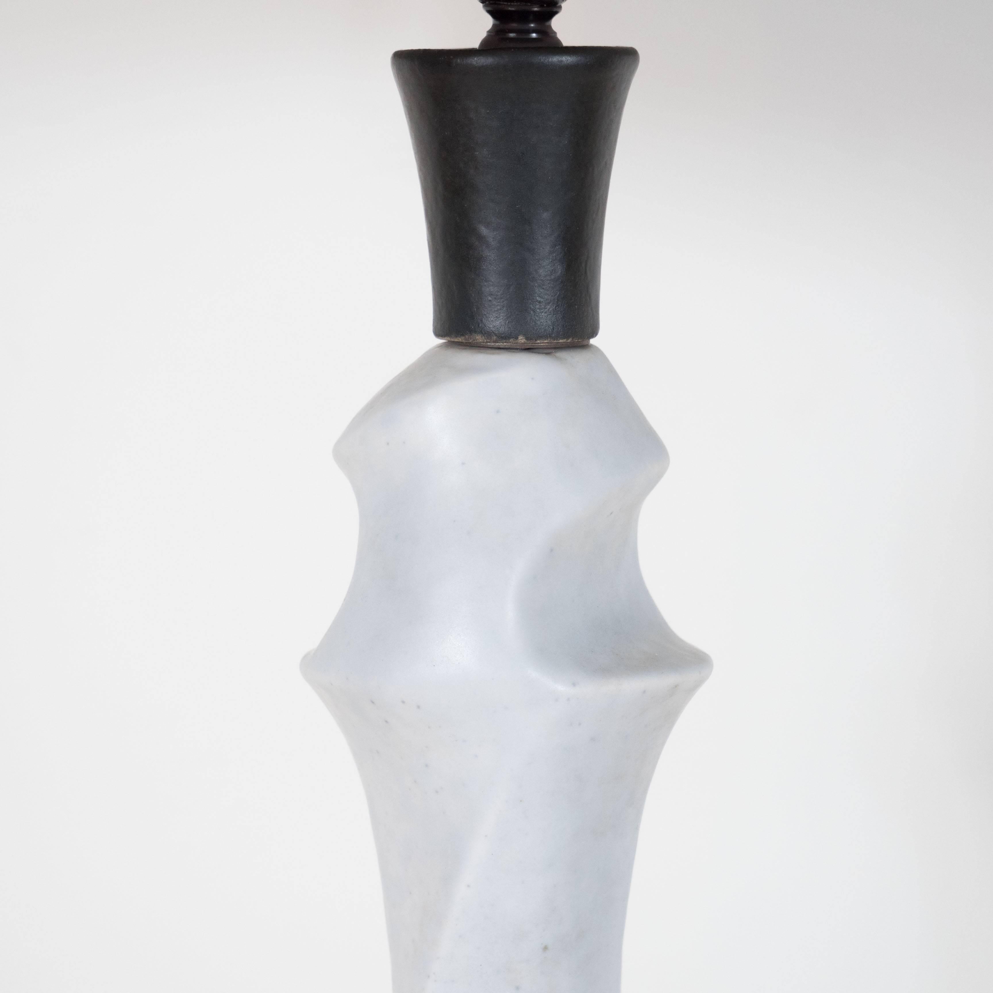 Ceramic white sculptural lamp, France, circa 1960.