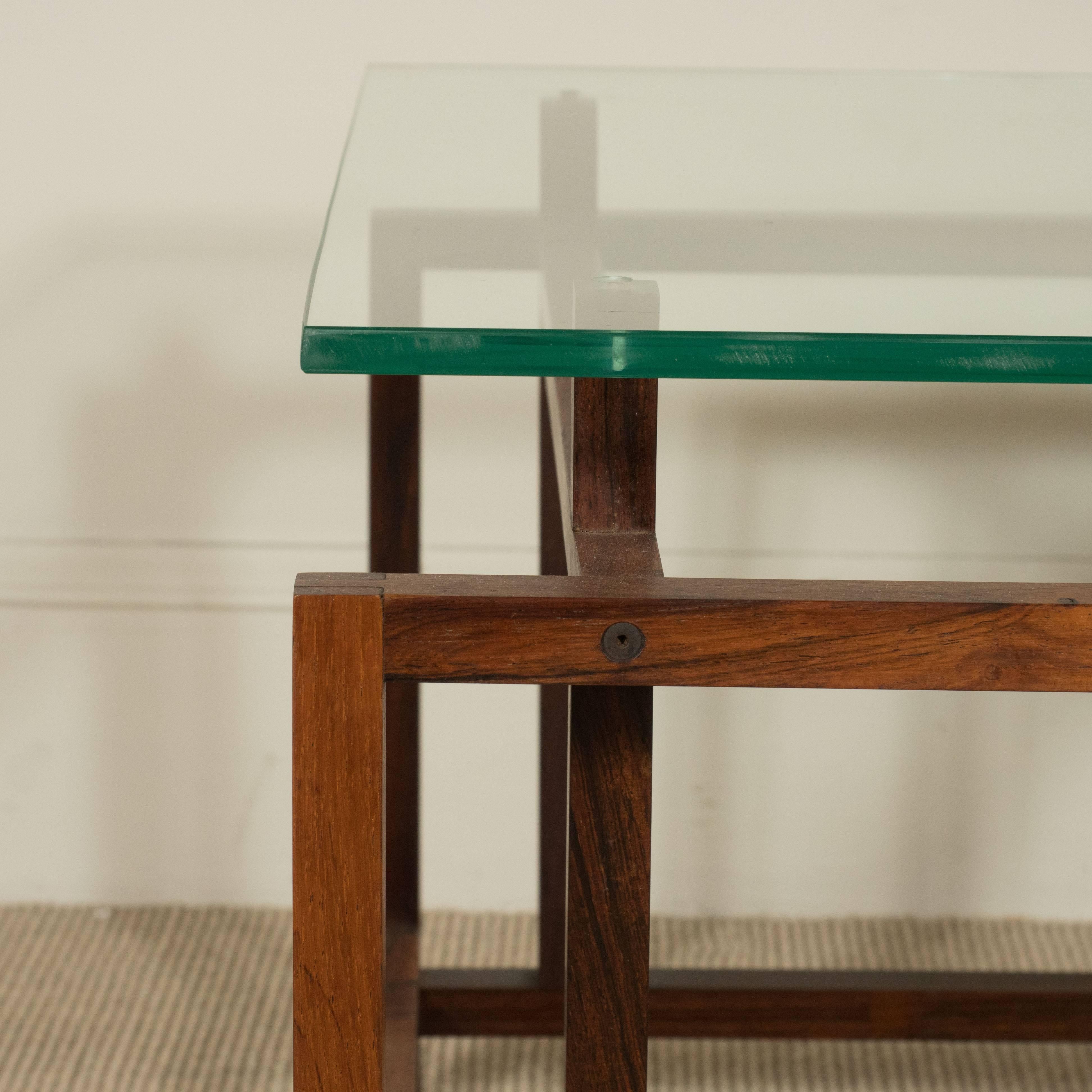 Scandinavian Modern Henning Norgaard Rosewood and Glass Top Table For Sale
