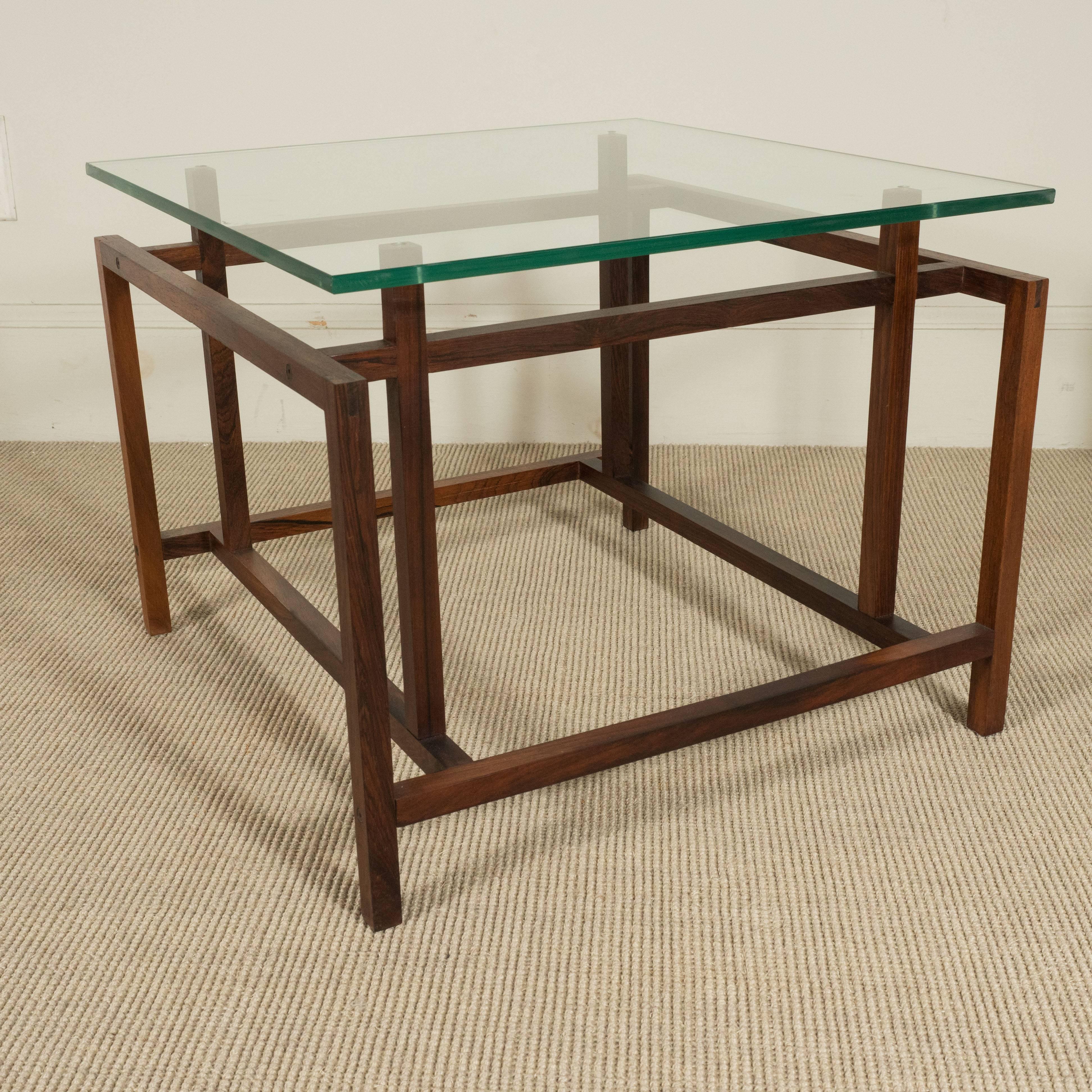 Henning Norgaard rosewood and glass top table.