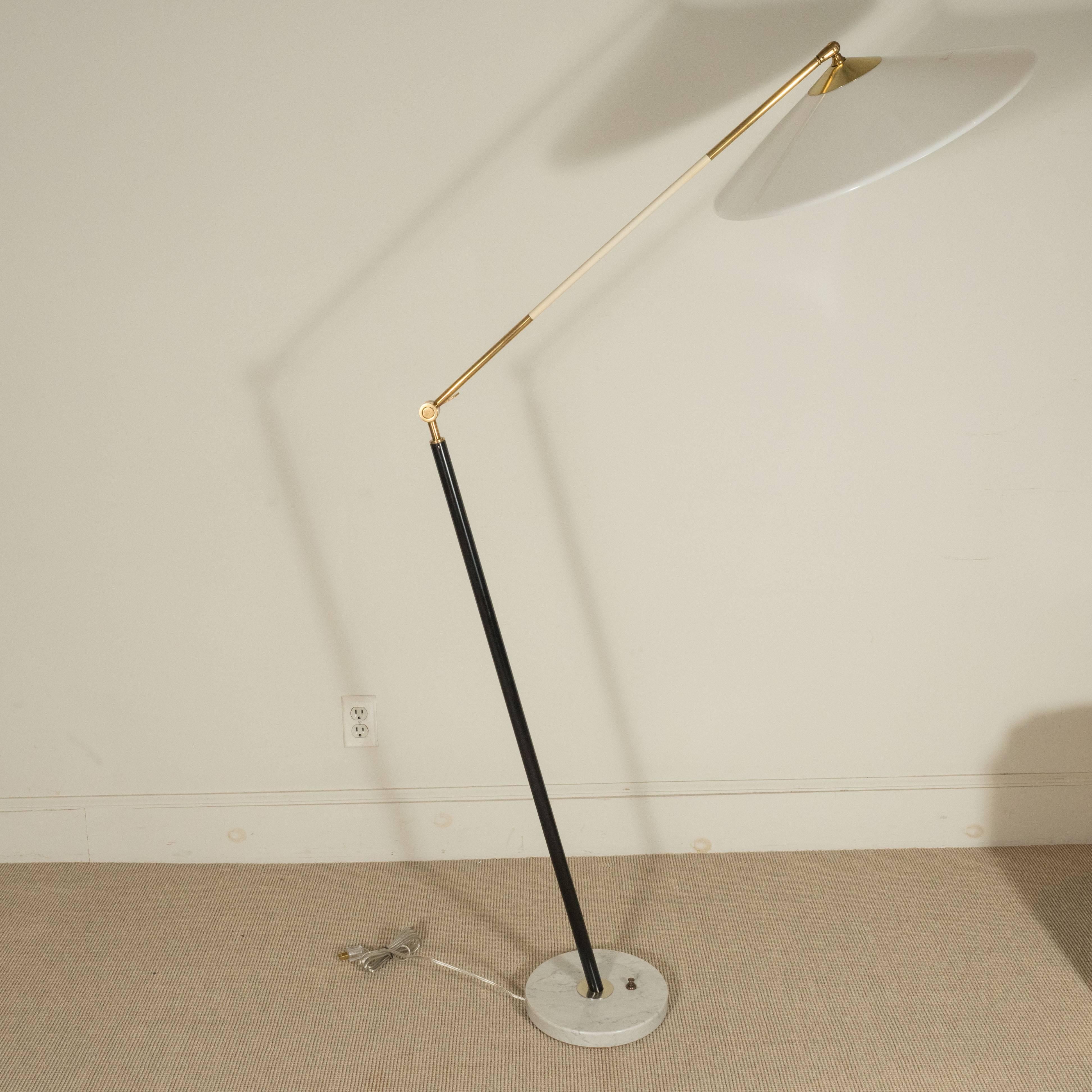 Mid-Century Modern Stilux Floor Lamp with White Plastic Shade, Italy