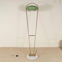 Stilux Brass Floor Lamp with Green Tole Shade, Italy