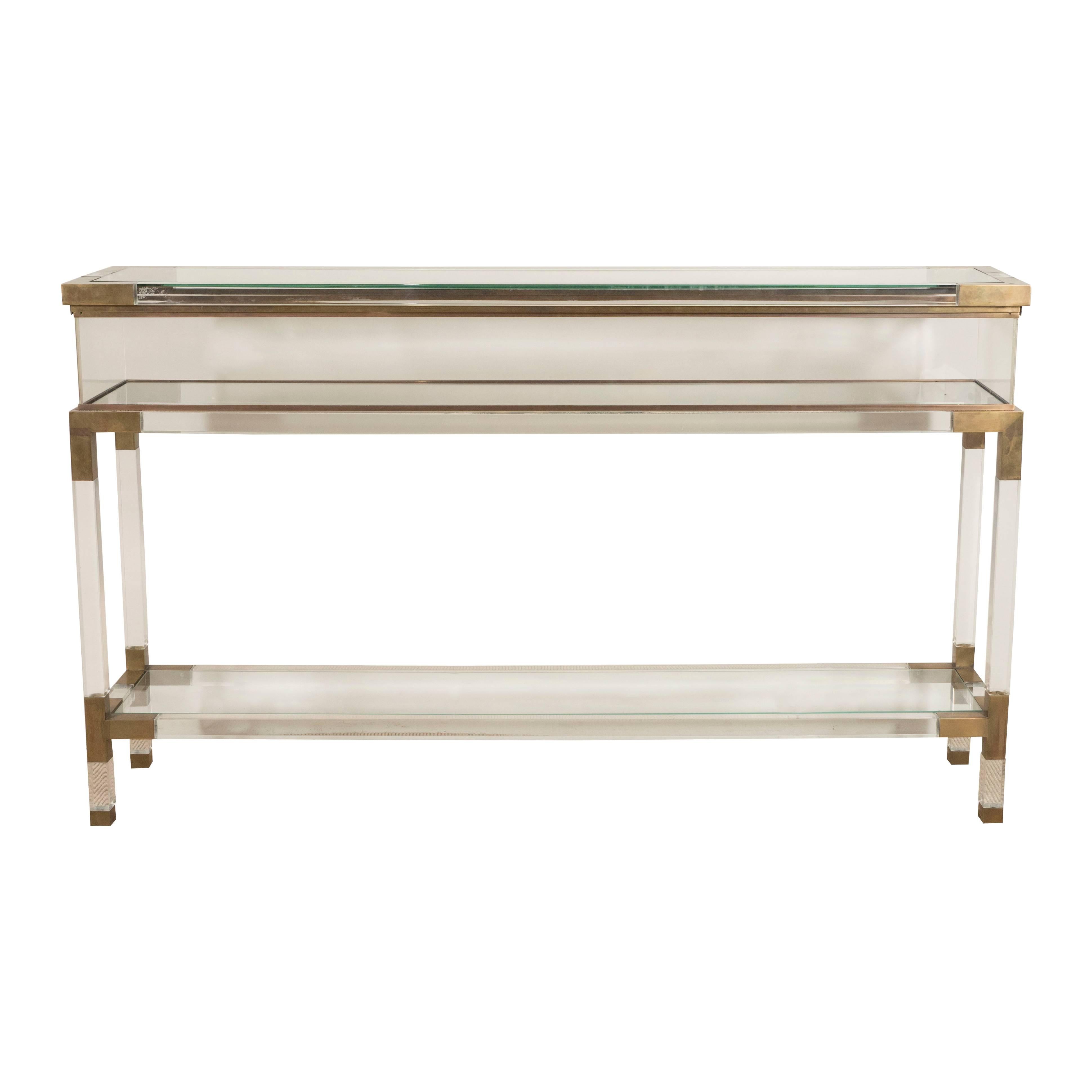 Lucite and Brass Console, France, circa 1960  For Sale