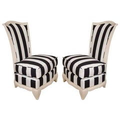 Vintage Pair of Petite Slipper Chairs, France, circa 1940