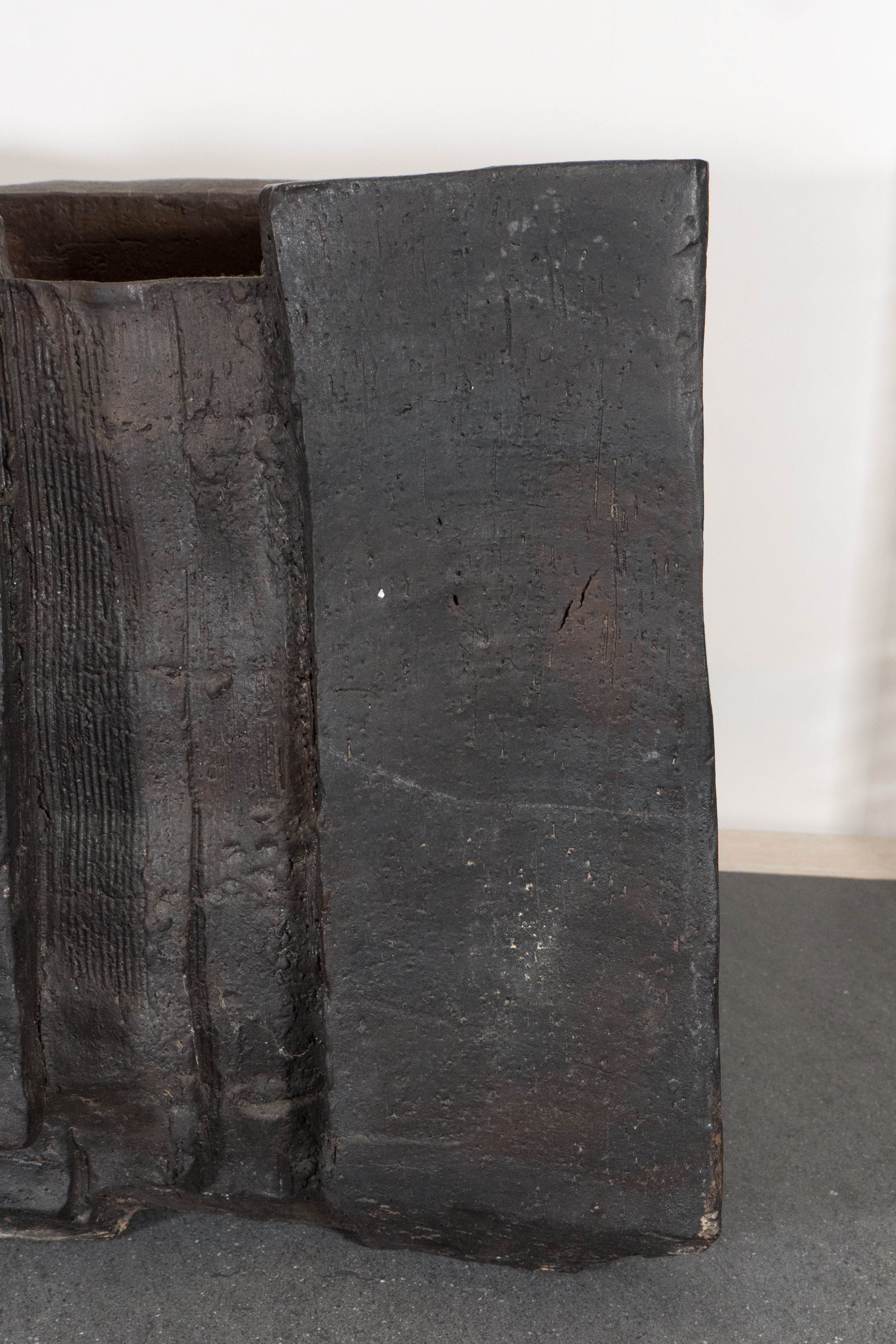 Modern Eric Astoul Large Sculptural Black Ceramic Object or Vase, Untitled 2014