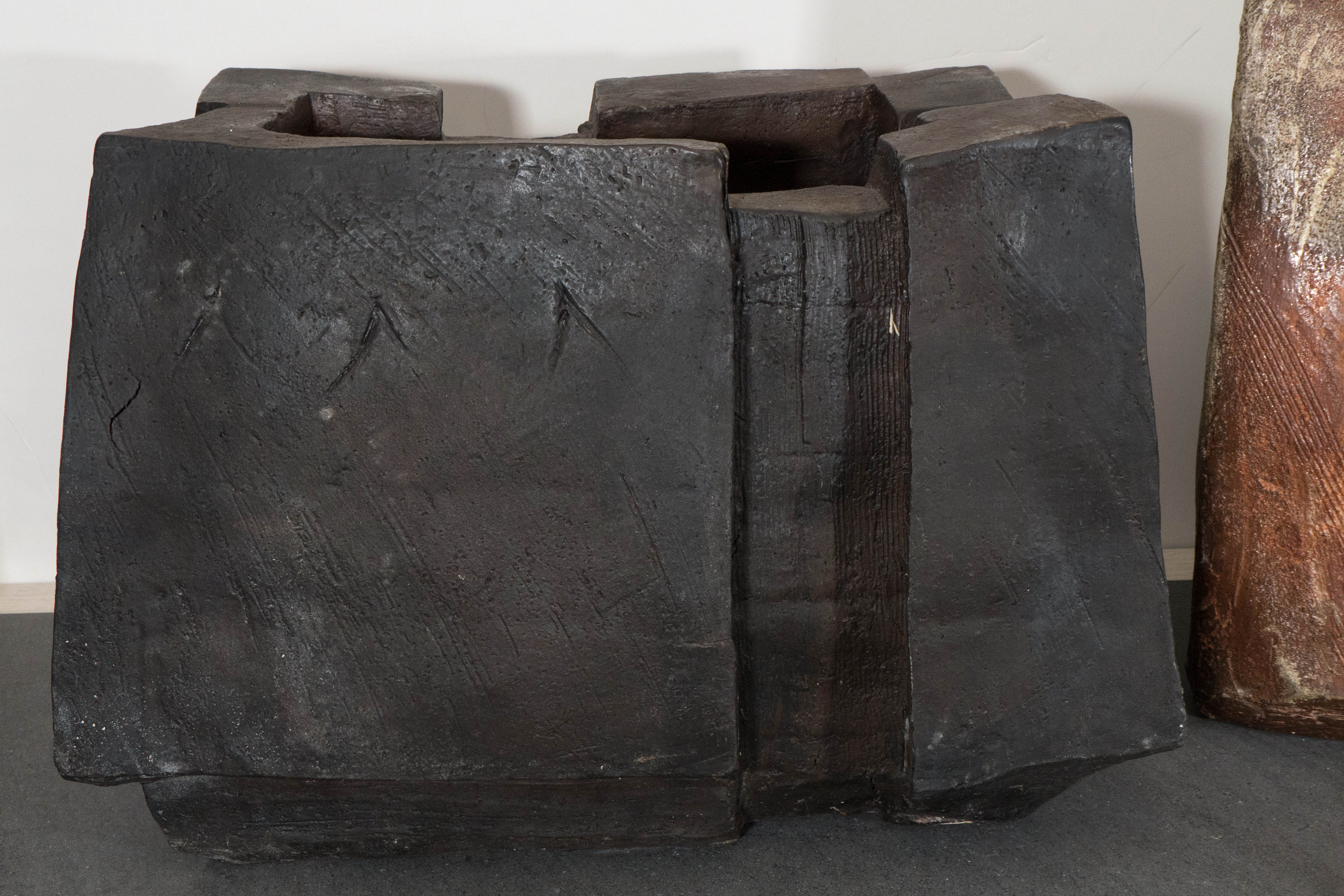 Contemporary Eric Astoul Large Sculptural Black Ceramic Object or Vase, Untitled 2014