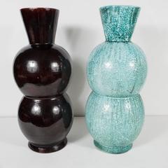 Large Blue Green Gord Shape Primavera Vase