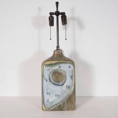 Fantoni Ceramic Square Table Lamp, Signed 'Fantoni', Numbered, Italy, 1950s