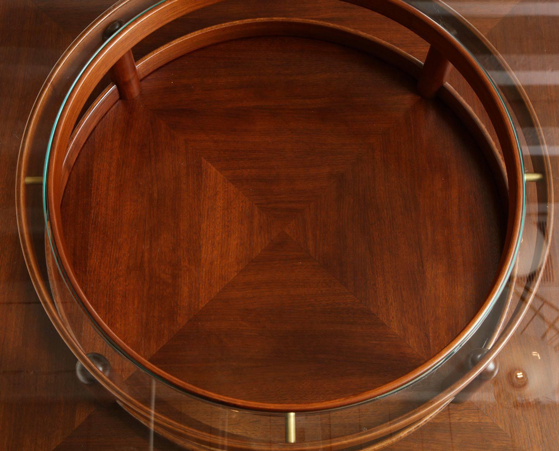 Italian Rosewood and Glass Low Table by Giafranco Frattini for Cassina, Italy For Sale