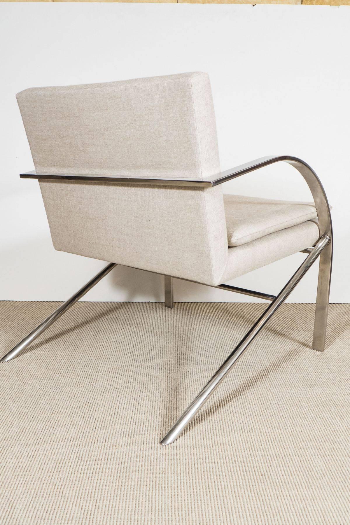 Chrome Chair by Paul Tuttle, USA, circa 1950 In Good Condition For Sale In New York, NY