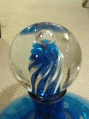 Large American 1960s Hand-Blown Blue Glass Decanter by Blenko Glassworks