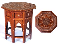 Intricately Inlaid-Anglo Indian 19th Century Octagonal Side Table