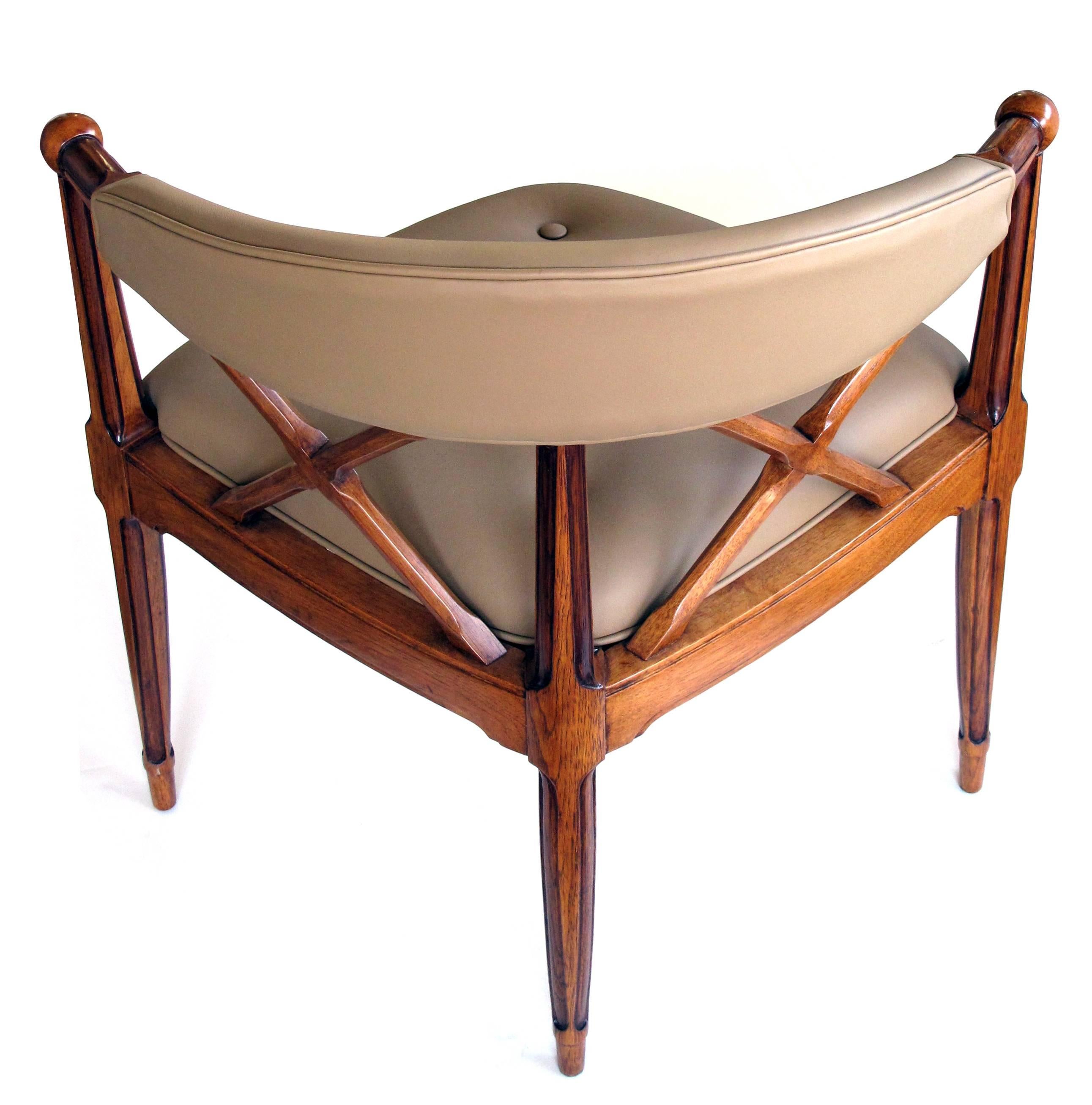 Mid-Century Modern Stylish Set of Three American Custom-Made Corner Chairs by Tomlinson Furniture