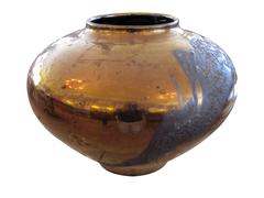 Impressive West German 1990s Copper Metallic and Lava-Glazed Ceramic Vase