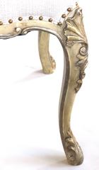 Elegant and Well-Carved French Louis XV Style Ivory Painted & Silver Gilt Bench