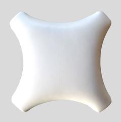 Mod Pair of American 1970s Square-Form Chrome Stools with White Leather Seats