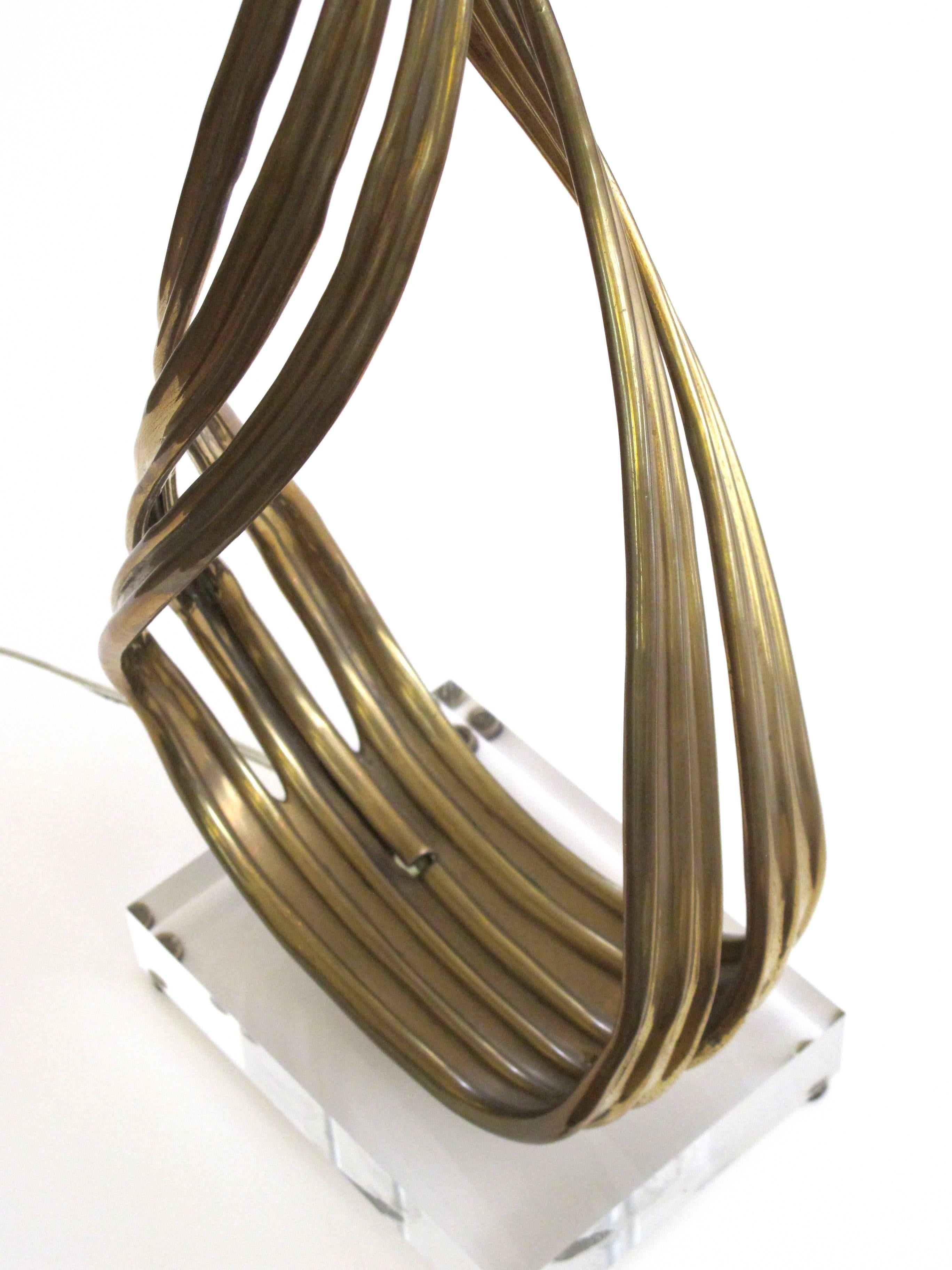 Mid-20th Century A Stylish American 1960's Spiraling Open-Work Brass Lamp