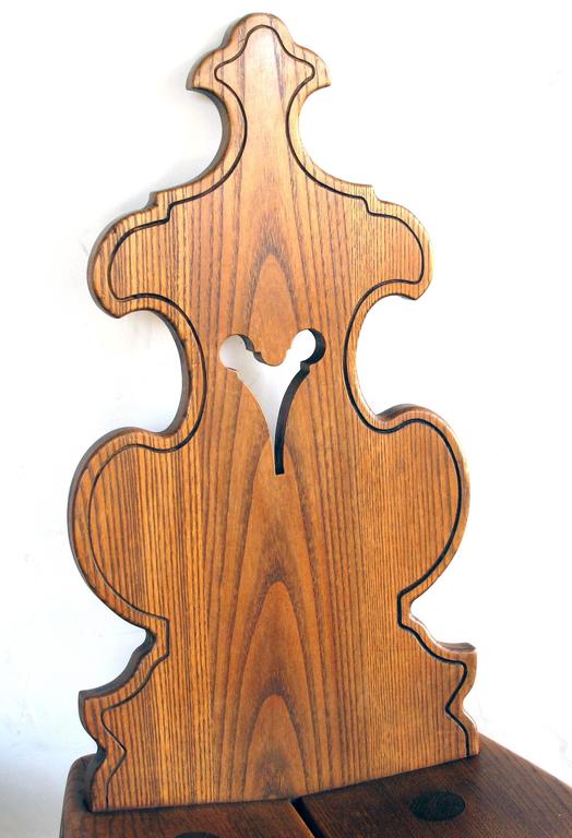 Charming and Rustic Pair of Tyrolean Waxed Oak Alpine Mountain Chairs