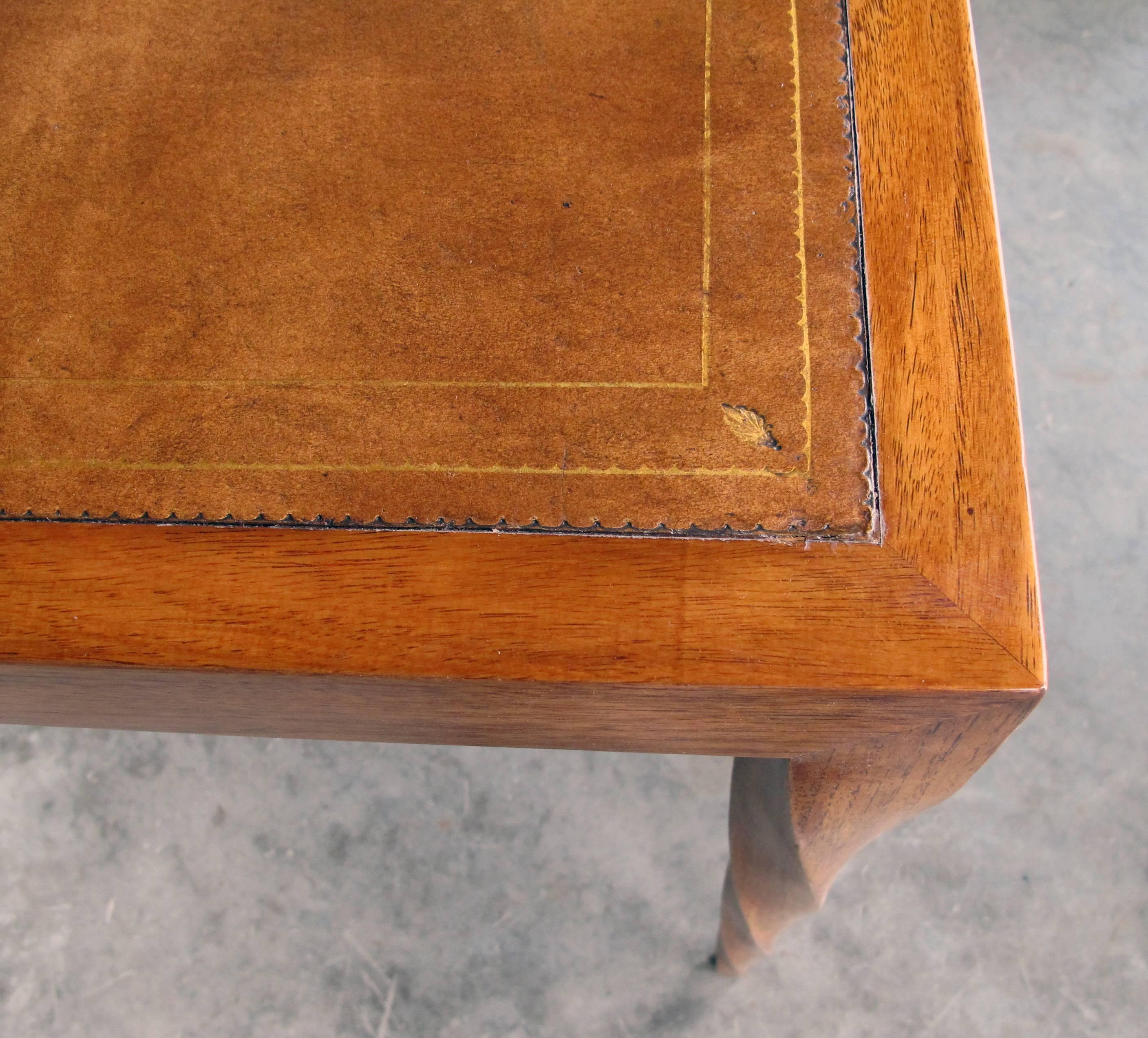 Mid-20th Century Rare American 1940s Square Game Table with Inset Leather Top by Johan Tapp