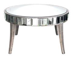 Shimmering American Mirrored Cocktail Table with Silver Giltwood Supports
