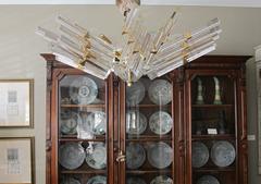 Shimmering & Good Quality Camer Flush Mount Chandelier with Venini Tiedri Glass