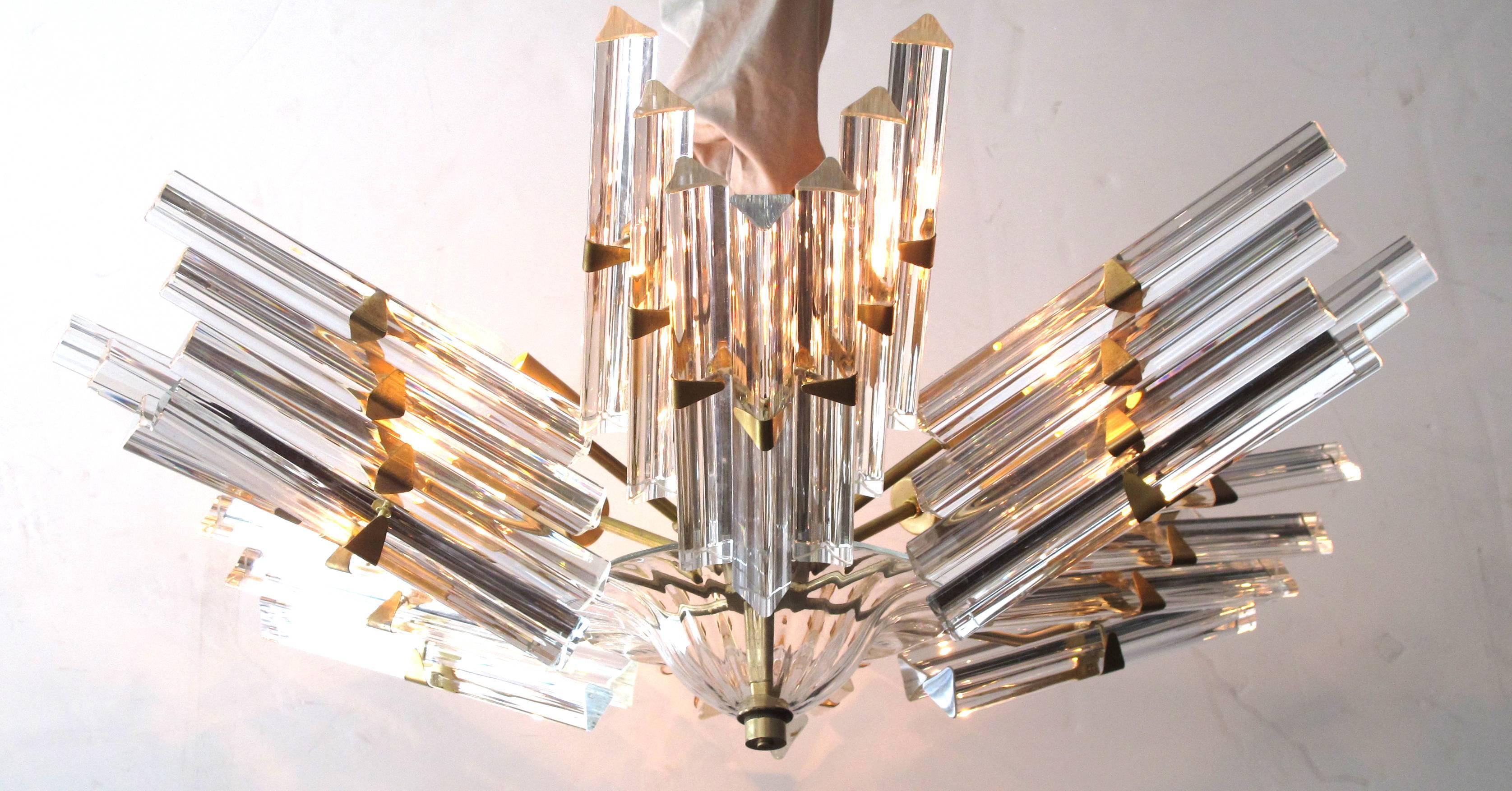 Mid-20th Century Shimmering & Good Quality Camer Flush Mount Chandelier with Venini Tiedri Glass
