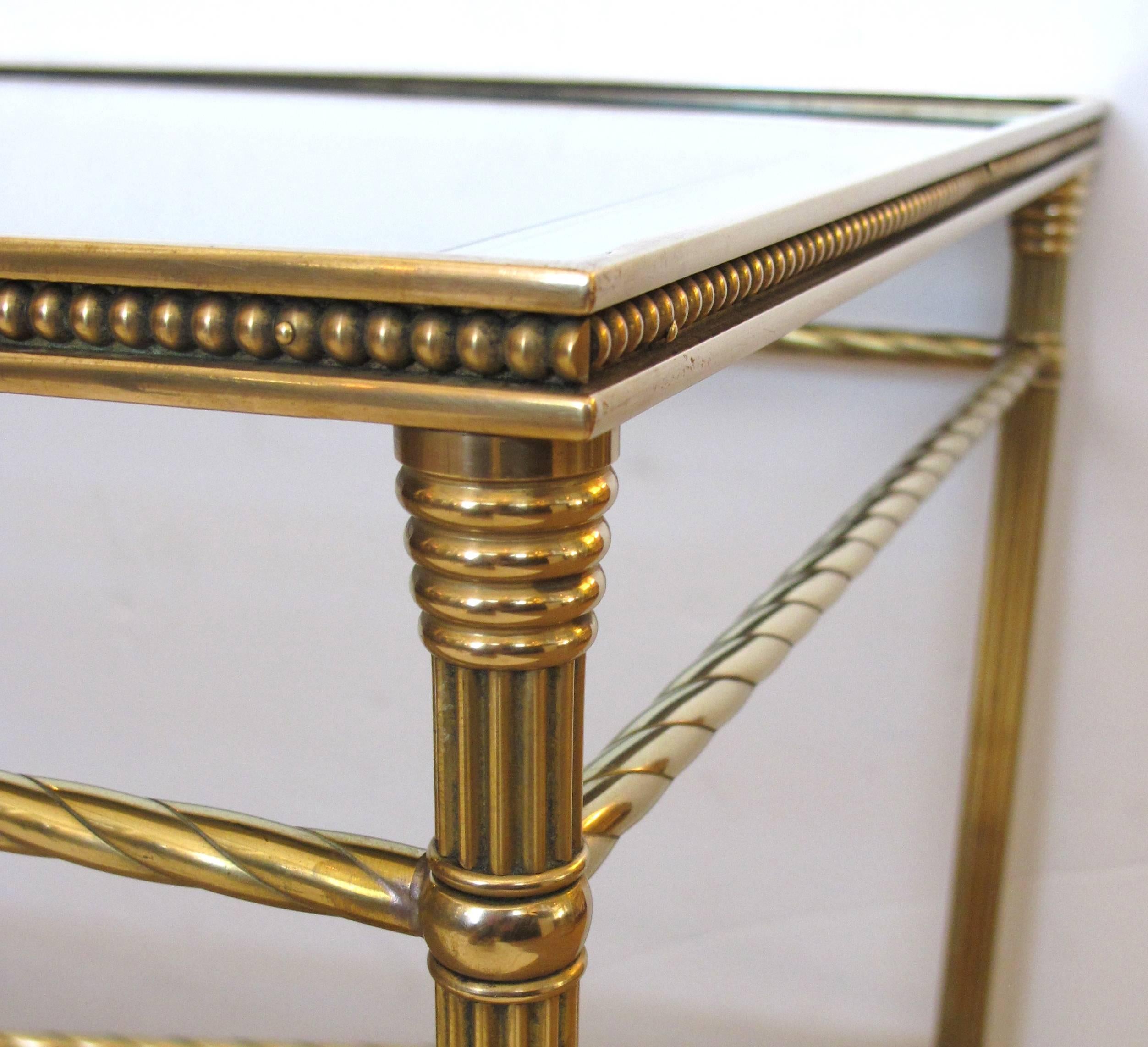 Good Quality French Mid-Century Neoclassical Style Brass Coffee Table In Excellent Condition In San Francisco, CA