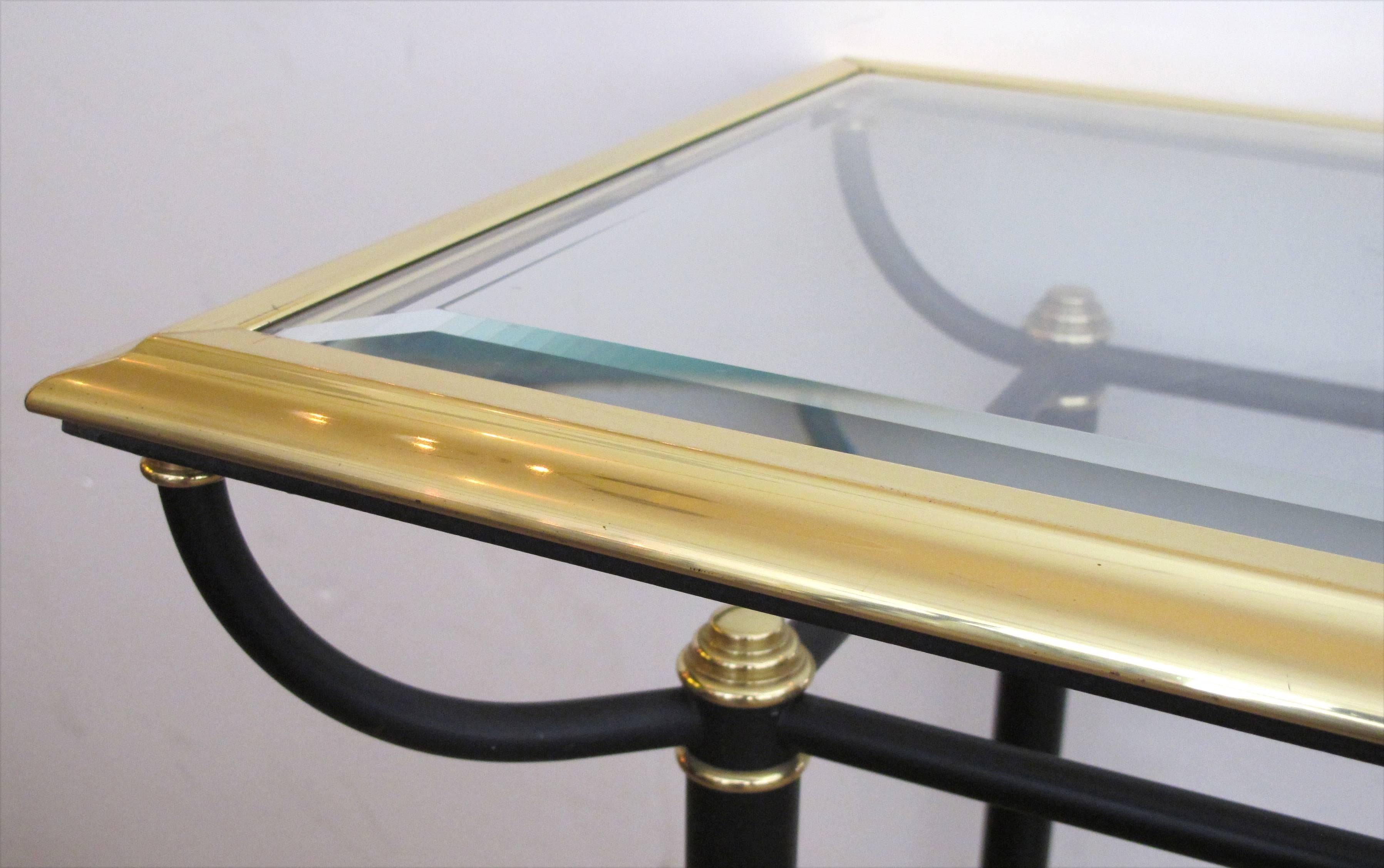 Good French 1960s Brass and Black Metal Console Table In Excellent Condition For Sale In San Francisco, CA