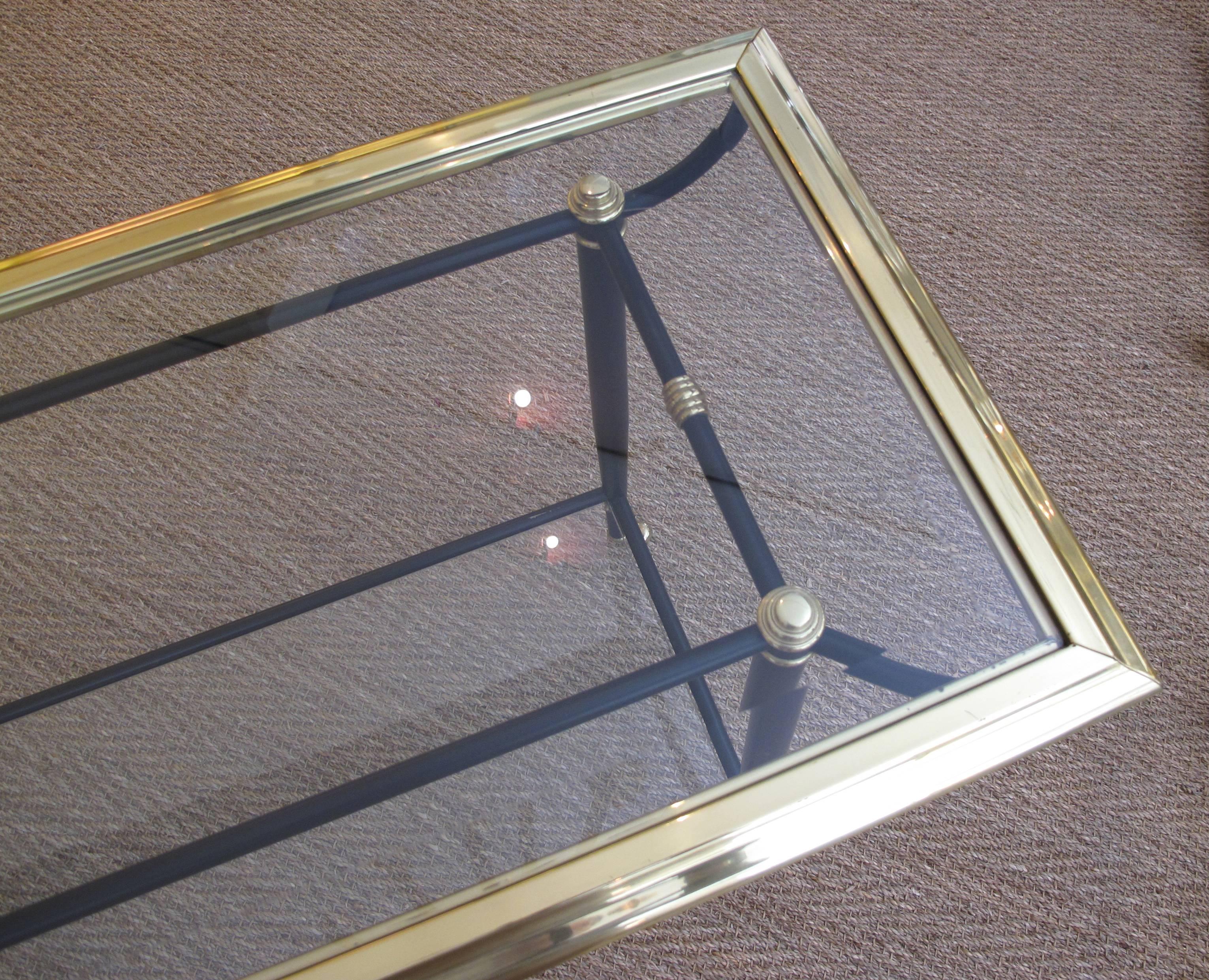 Mid-20th Century Good French 1960s Brass and Black Metal Console Table For Sale