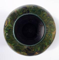 Rare and Whimsical Kashmiri Lacquered Ovoid Vase with Animal Decoration