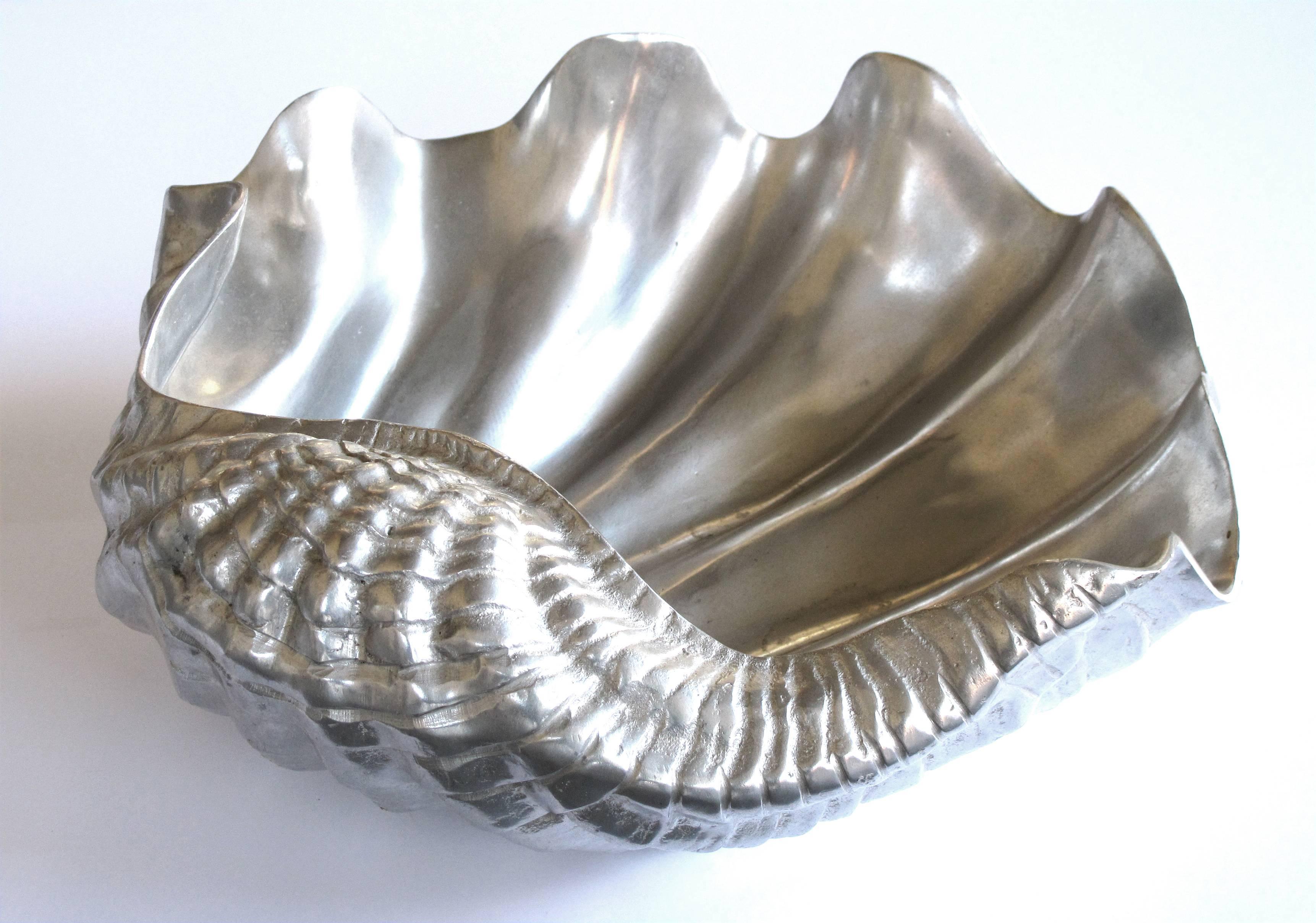Late 20th Century Finely Detailed American Aluminium Clam Shell by Arthur Court, San Francisco