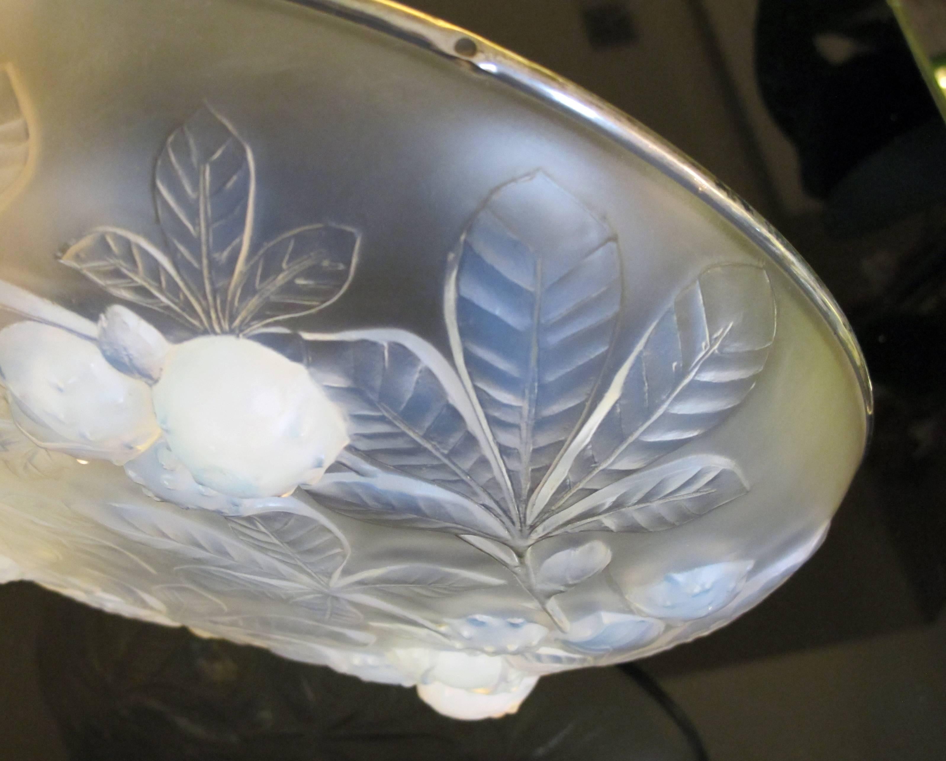Luminous French Art Deco Opalescent Glass Bowl, Signed 'Verlys, ' France 2
