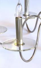 Stylish French Art Deco Six-Light Chrome Chandelier with Stacked Glass Spheres