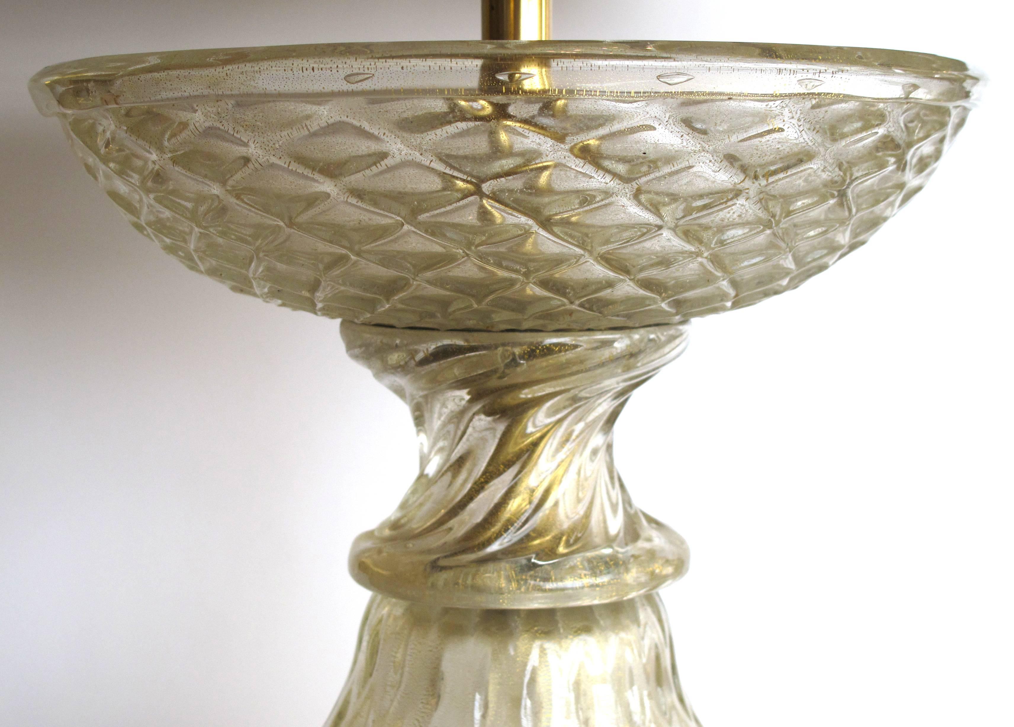 Italian Stunningly Large Murano Barovier & Toso Gold Aventurine Lamp for Marbro Lamp Co. For Sale