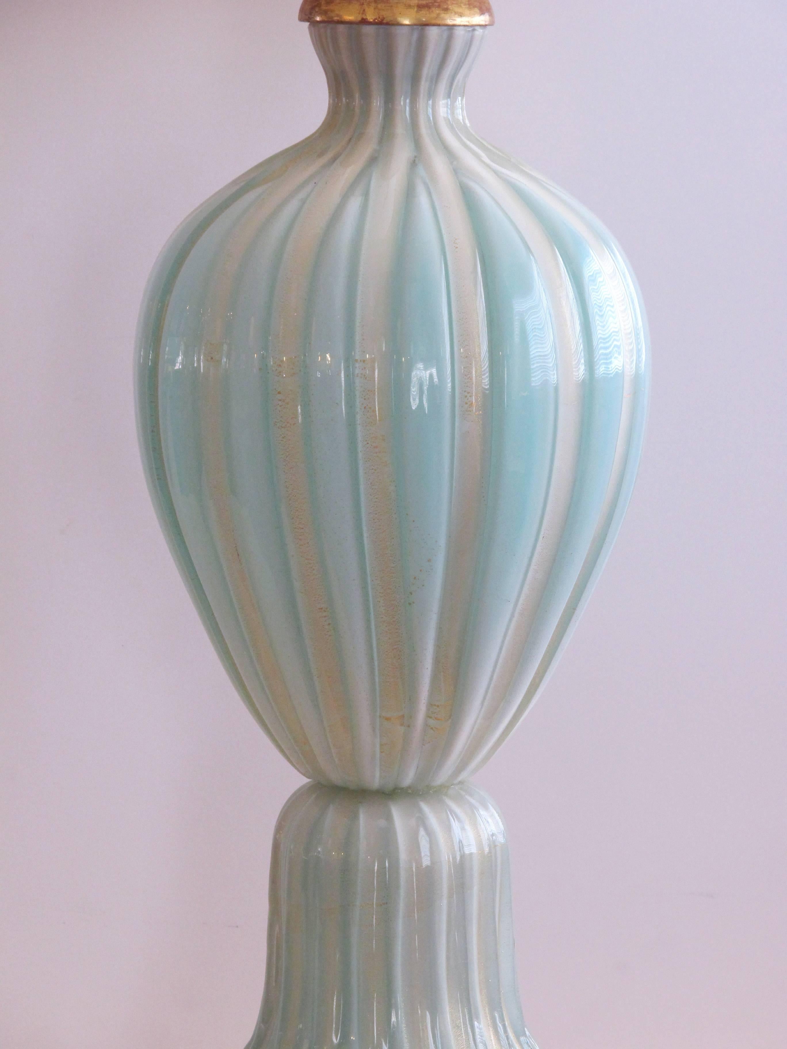 Mid-20th Century Large and Good Quality Murano 1950s Barovier and Toso Seafoam Green Lamp