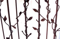 Well-Crafted Custom-Made Wrought Iron Gate W Foliate Vines and Swimming Fish