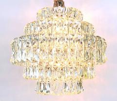 Striking German 5-Tier Chandelier W Chrome Frame & Molded Crystals; Kinkeldey