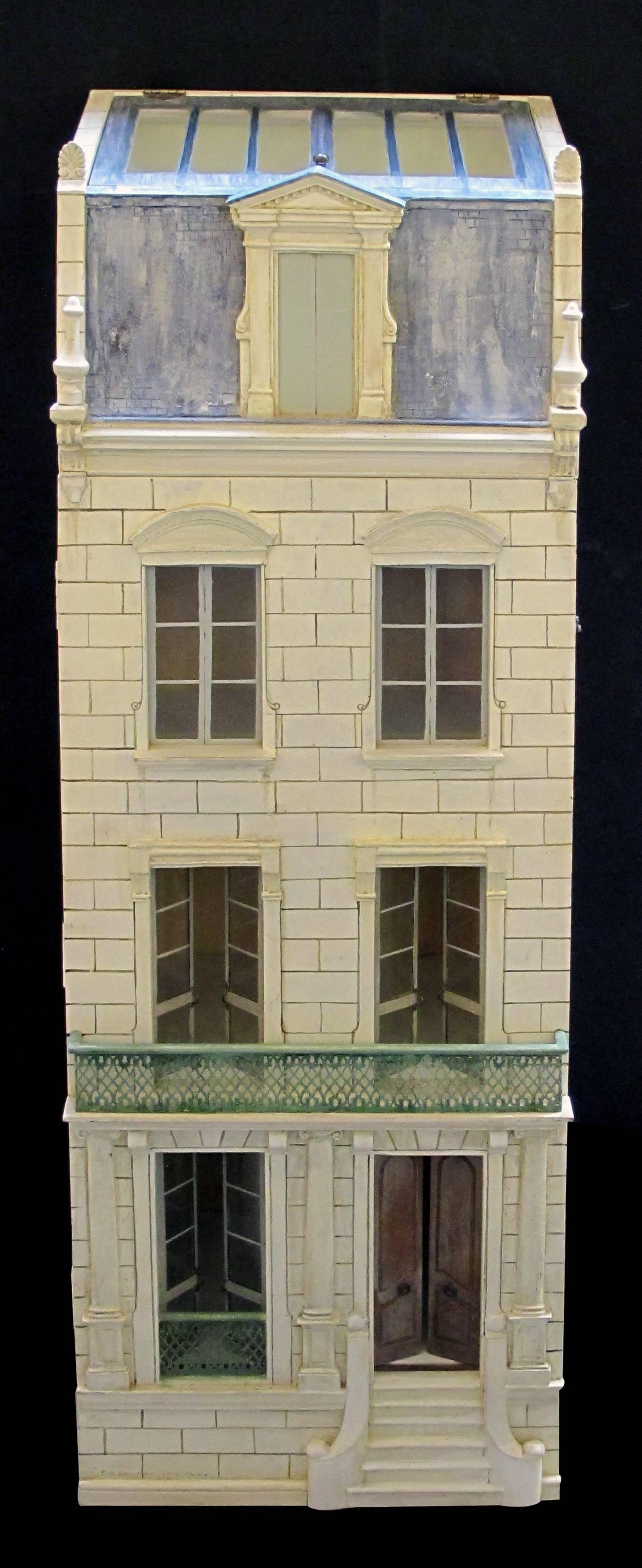 Contemporary Masterfully Crafted Wooden Painted Dollhouse/Cabinet by Eric & Carole Lansdown