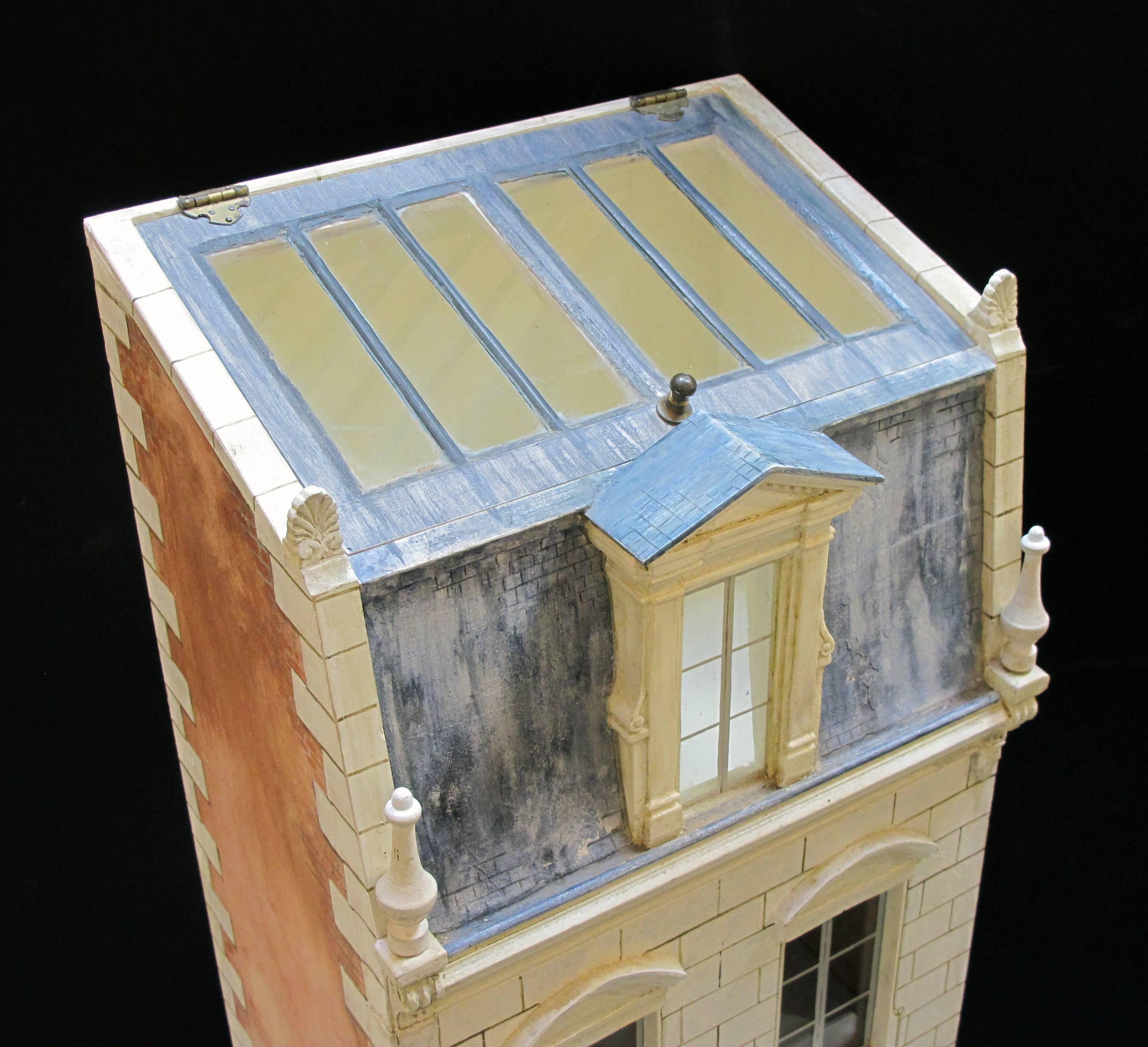 Masterfully Crafted Wooden Painted Dollhouse/Cabinet by Eric & Carole Lansdown 2