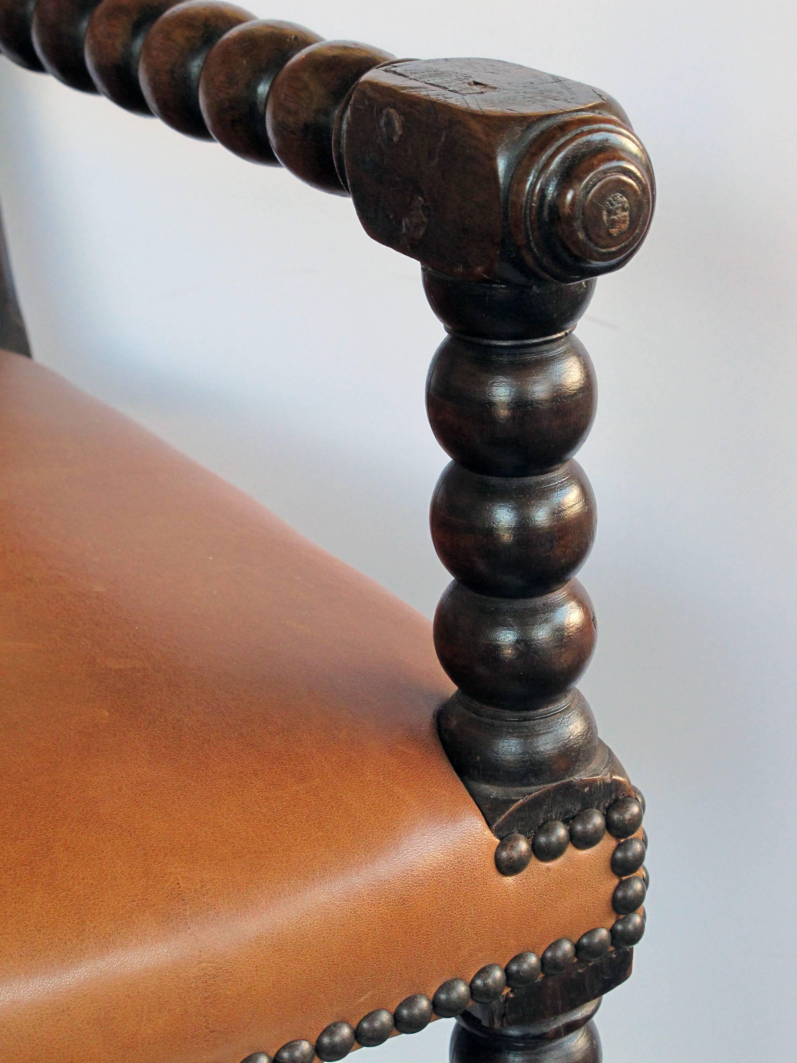 19th Century Handsome English Baroque Style Carved Walnut Bobbin Chair