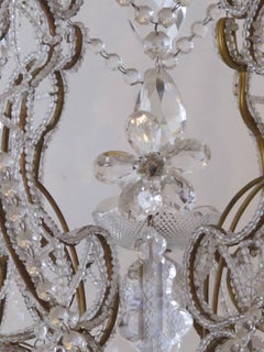 Lustrous Italian Rococo Style Cage-From Beaded Six-Light Chandelier