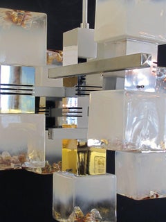 Italian, 1970s Cantilever Nine-Light Chrome Chandelier by Gaetano Sciolari