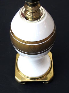 Elegant Pair of German White Porcelain Lamps with Gilt Decoration