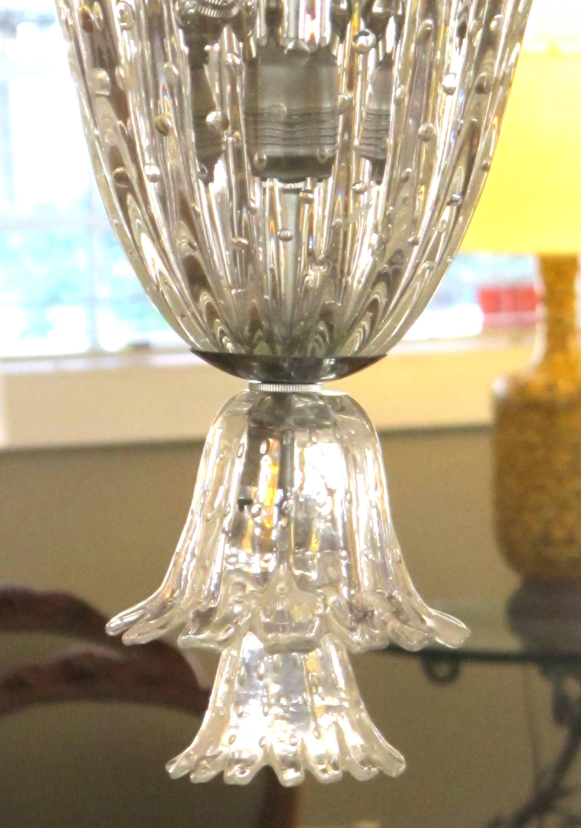 Large & Superb Quality Murano Clear Glass Bullicante Lantern/Pendant by Seguso In Excellent Condition In San Francisco, CA