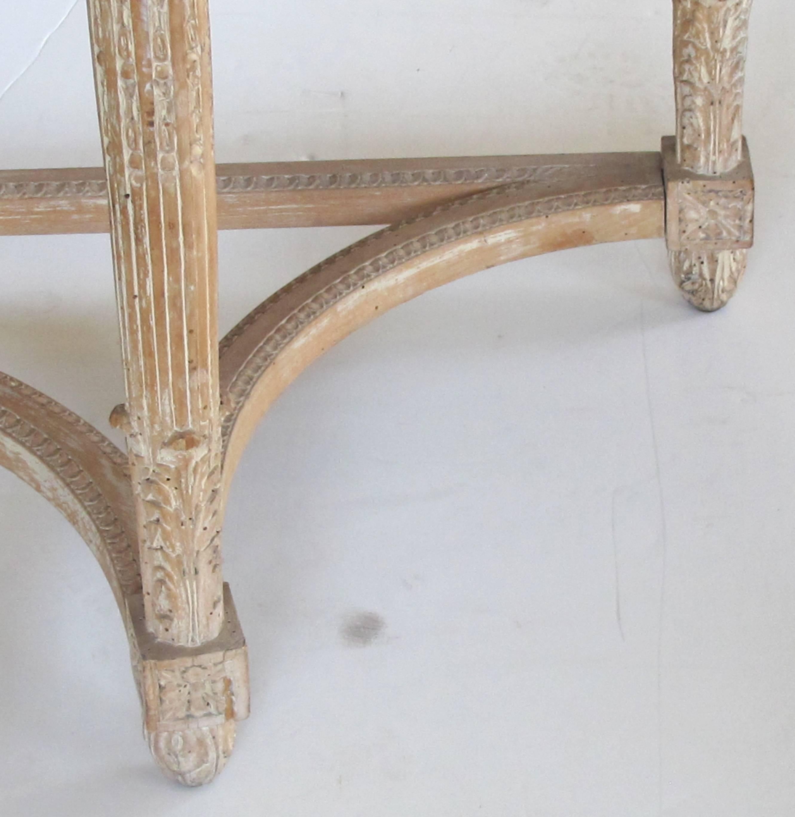 Large-Scaled French Louis XVI Style Stripped Lime-Wood Demilune Console 1