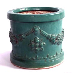 Robust Pair of Malaysian Teal-Glazed Terracotta Planters