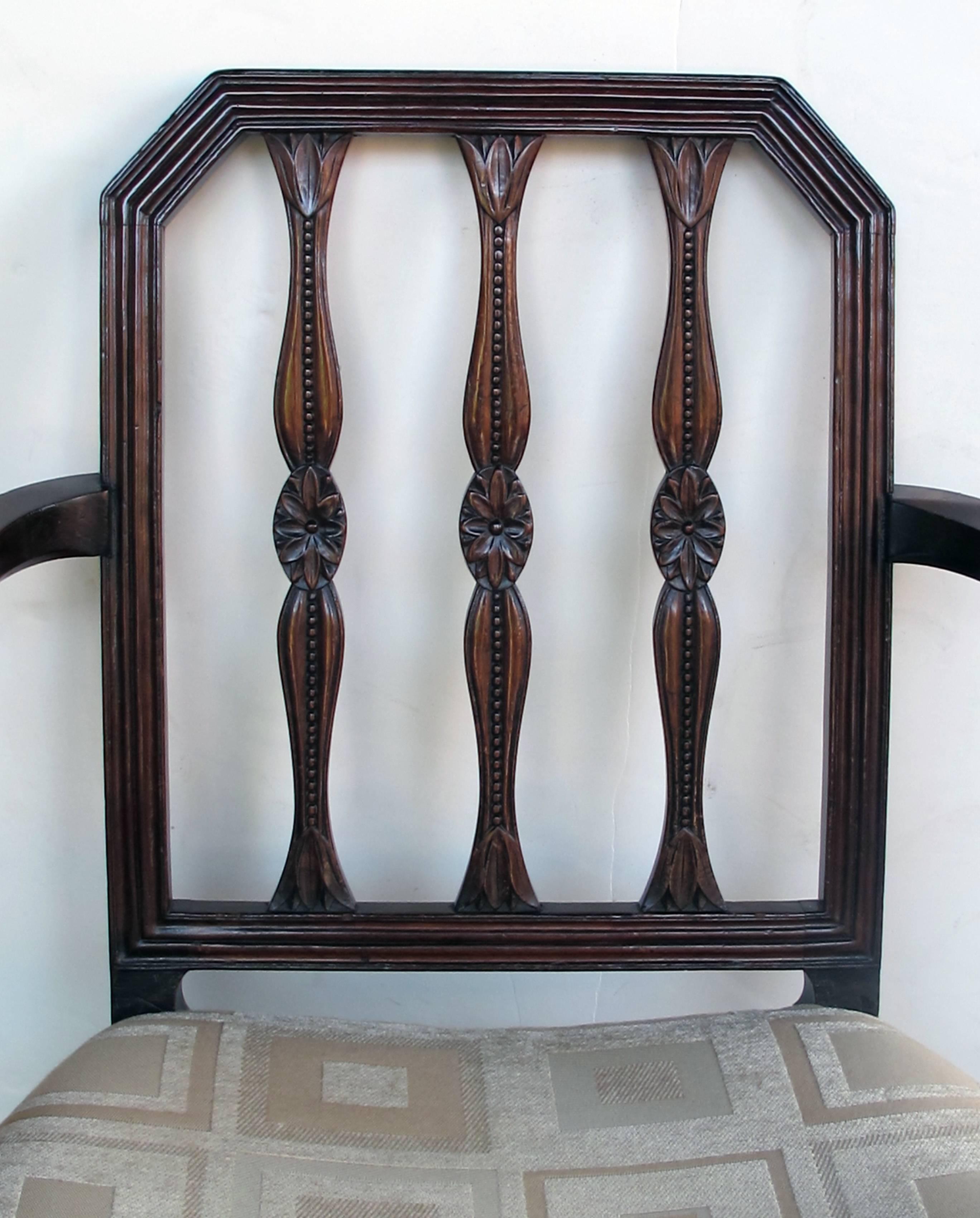 Handsome English George III Sheraton Mahogany Arm Chair In Excellent Condition In San Francisco, CA