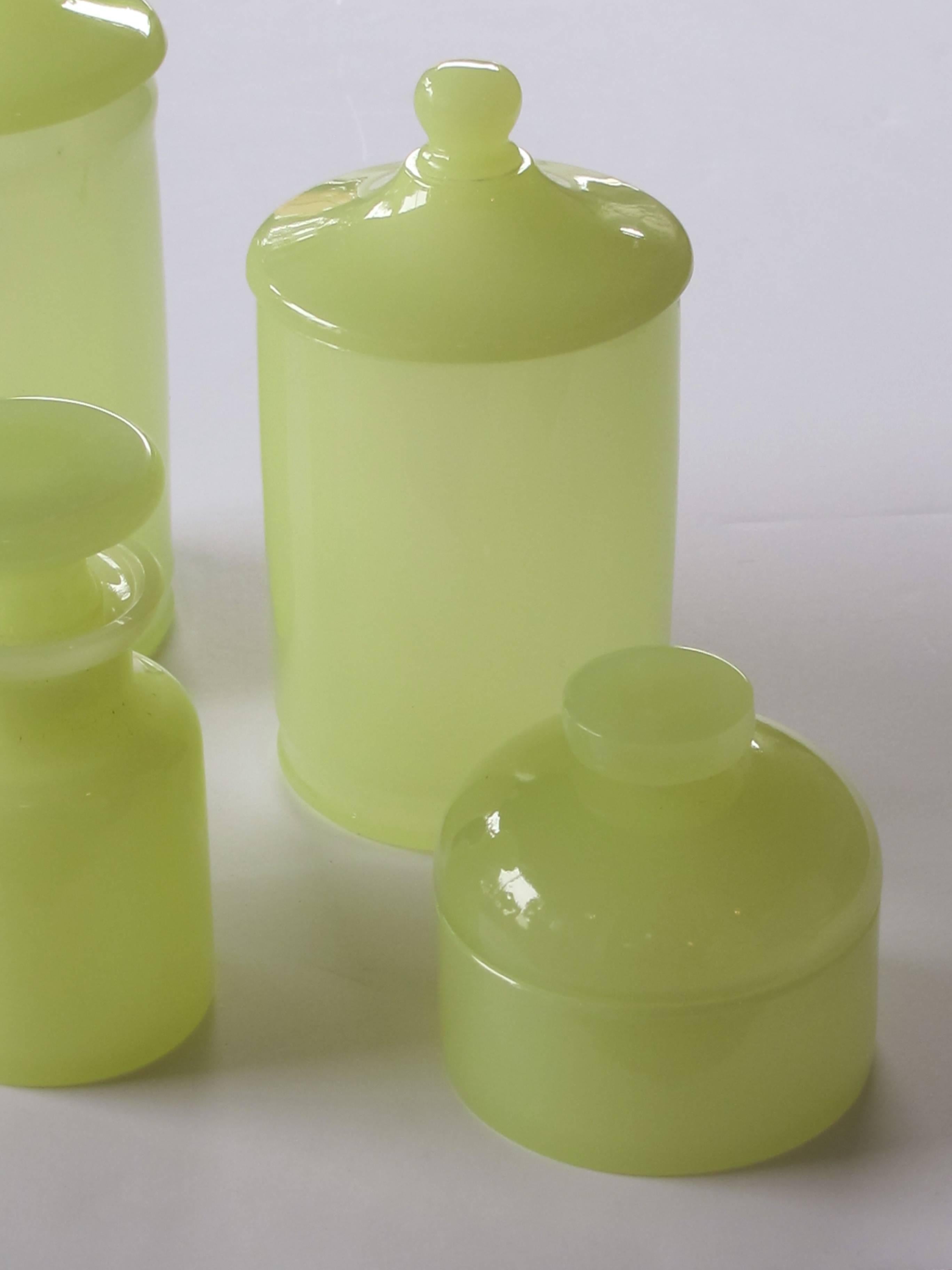Luminous Set of Murano Cenedese Midcentury Vessels of Pale Chartreuse Glass 1